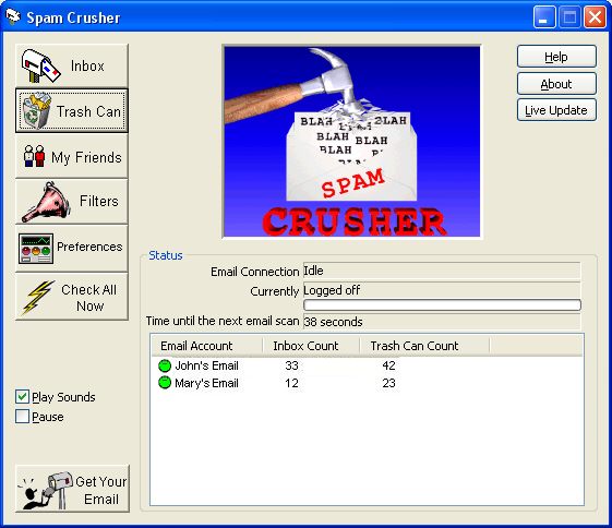 Screenshot of Spam Crusher